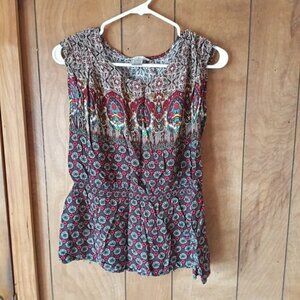 WD.NY Sleeveless Boho Print Peplum Top Size Large
